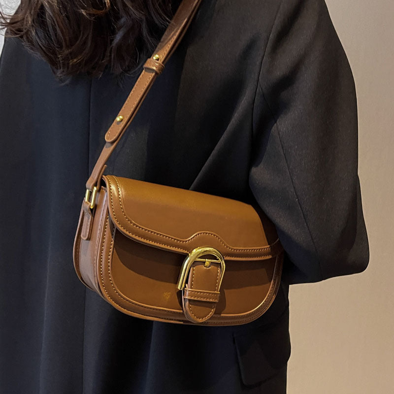 The Ines Bag — Buckle Saddle Crossbody in Vegan Leather