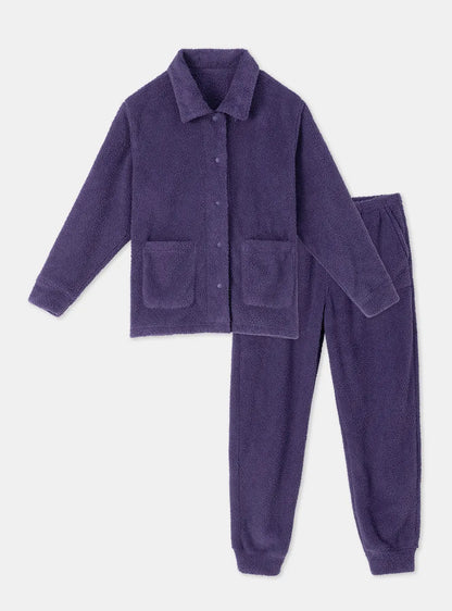 Plush Fleece Snap-Front Pajama Set
