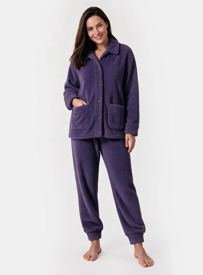 Plush Fleece Snap-Front Pajama Set