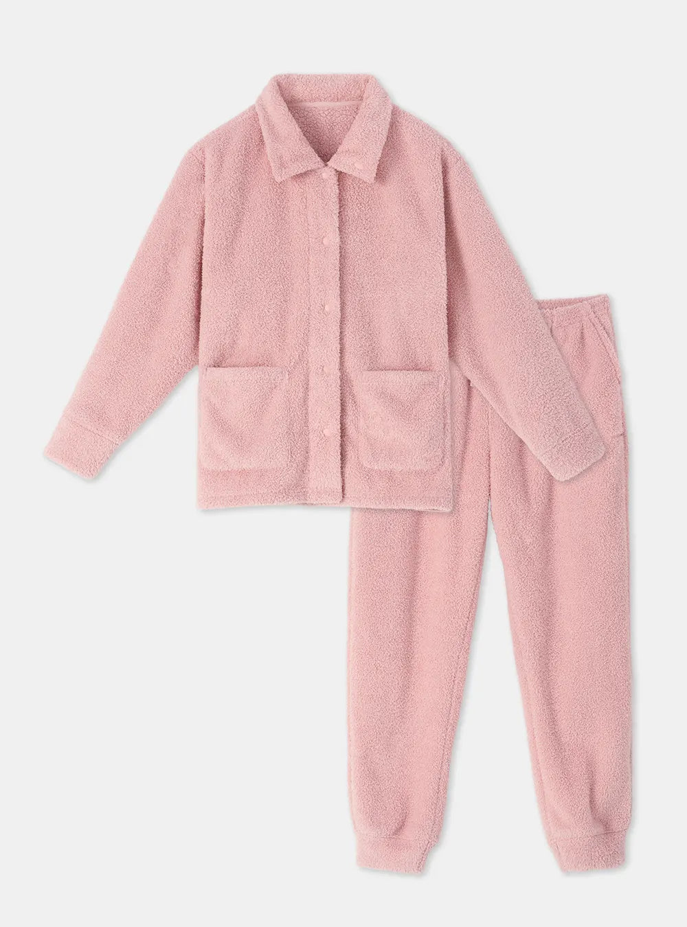 Plush Fleece Snap-Front Pajama Set
