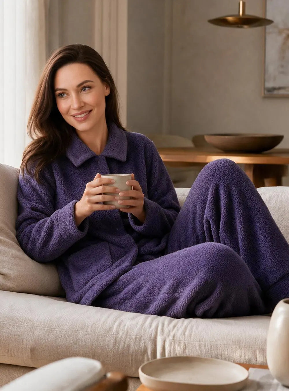 Plush Fleece Snap-Front Pajama Set