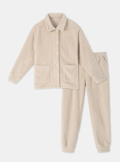 Plush Fleece Snap-Front Pajama Set