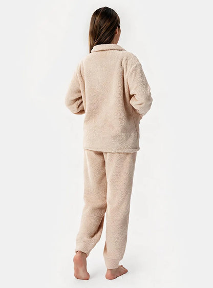 Plush Fleece Snap-Front Pajama Set