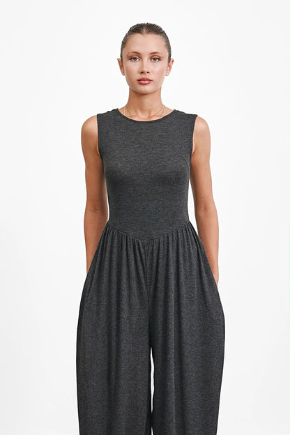 The Vale Jumpsuit — Sleeveless Wide-Leg Jumpsuit with Pockets