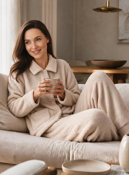 Plush Fleece Snap-Front Pajama Set