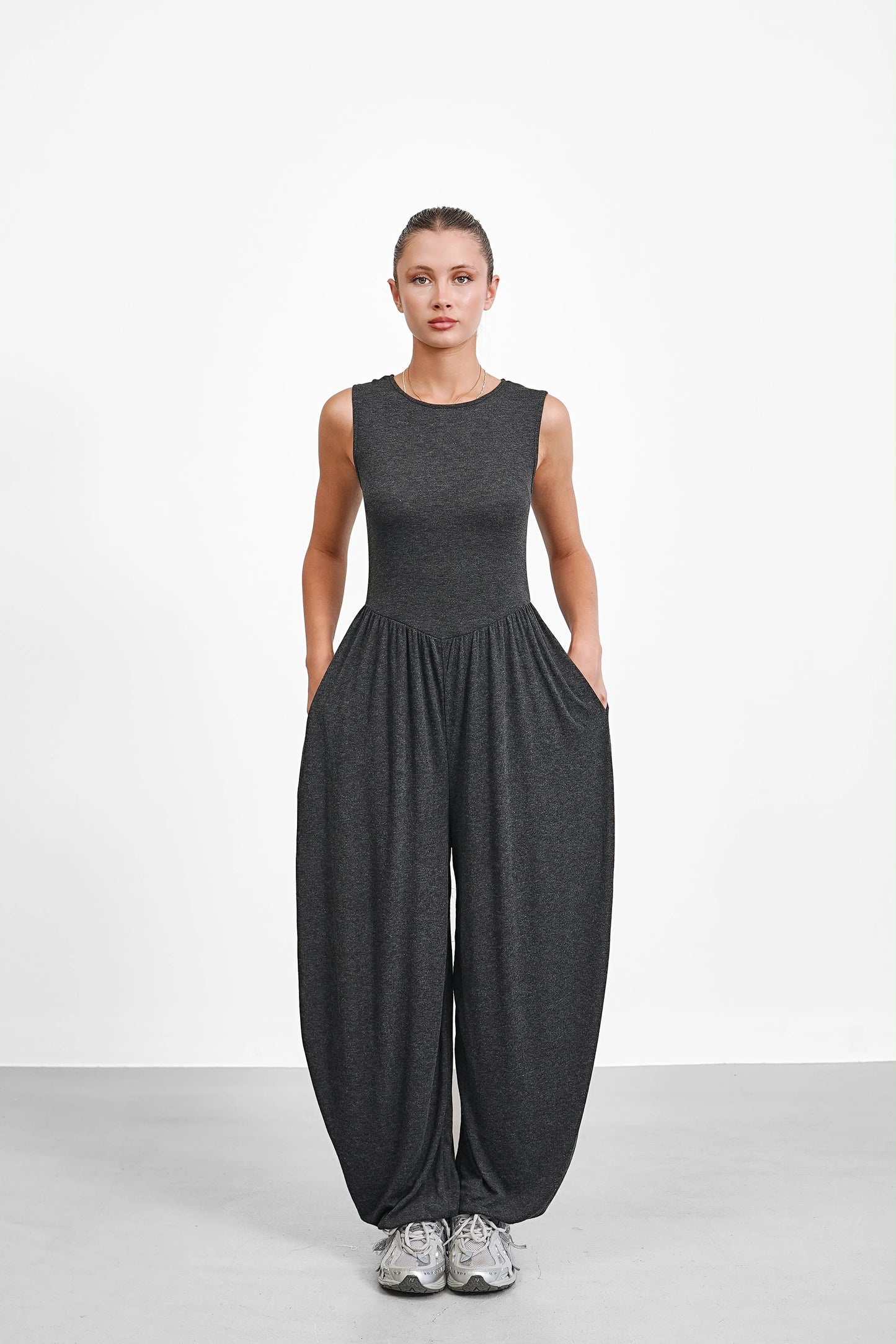 The Vale Jumpsuit — Sleeveless Wide-Leg Jumpsuit with Pockets