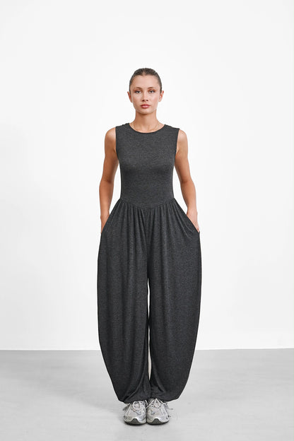 The Vale Jumpsuit — Sleeveless Wide-Leg Jumpsuit with Pockets
