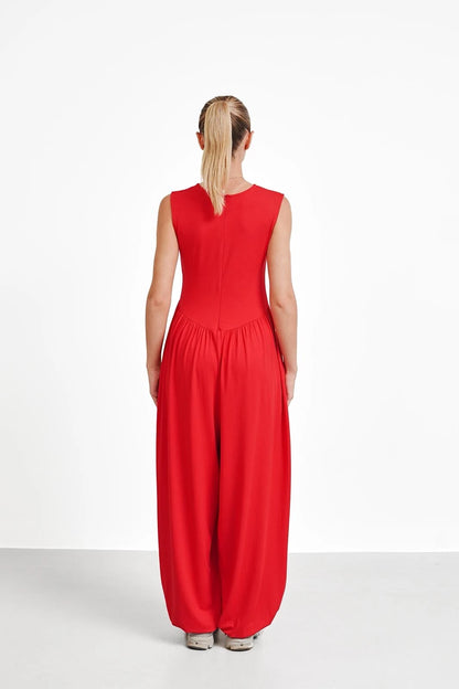 The Vale Jumpsuit — Sleeveless Wide-Leg Jumpsuit with Pockets