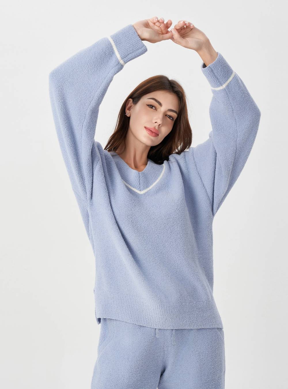 Plush Fleece V-Neck Pajama Set