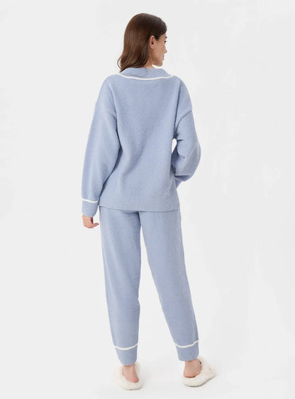 Plush Fleece V-Neck Pajama Set