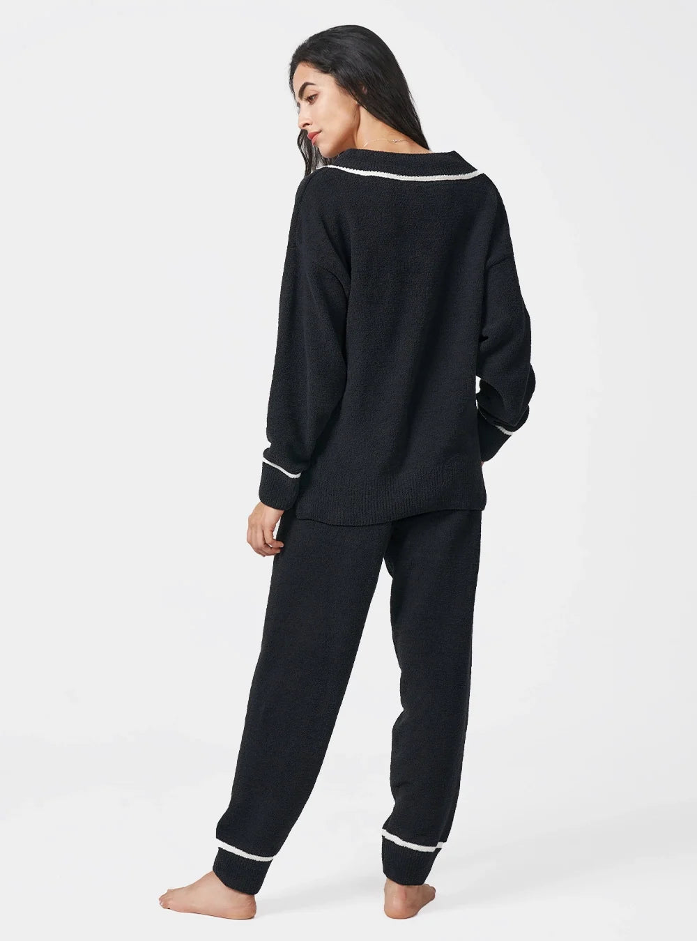 Plush Fleece V-Neck Pajama Set