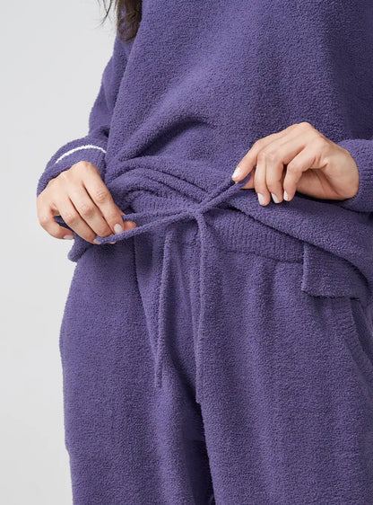 Plush Fleece V-Neck Pajama Set