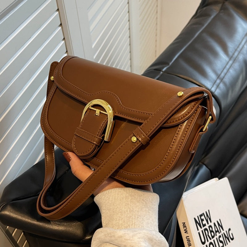 The Ines Bag — Buckle Saddle Crossbody in Vegan Leather