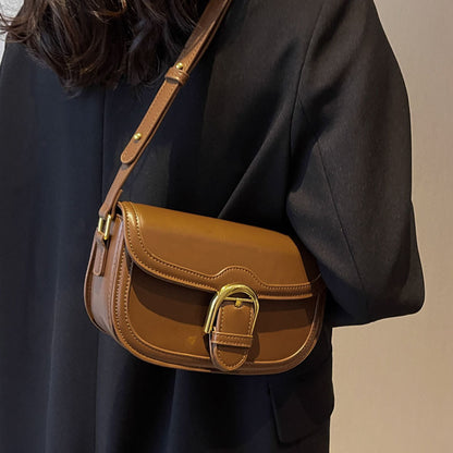 The Ines Bag — Buckle Saddle Crossbody in Vegan Leather