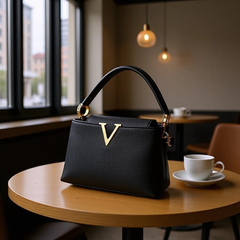 The Margot Bag — Structured Top Handle Bag with Gold Hardware