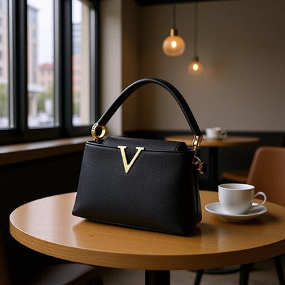 The Margot Bag — Structured Top Handle Bag with Gold Hardware