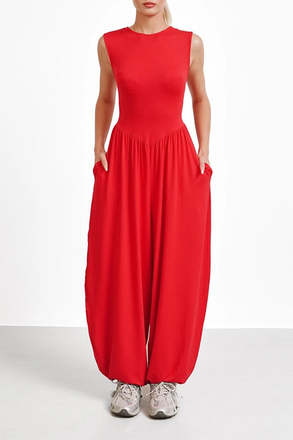 The Vale Jumpsuit — Sleeveless Wide-Leg Jumpsuit with Pockets
