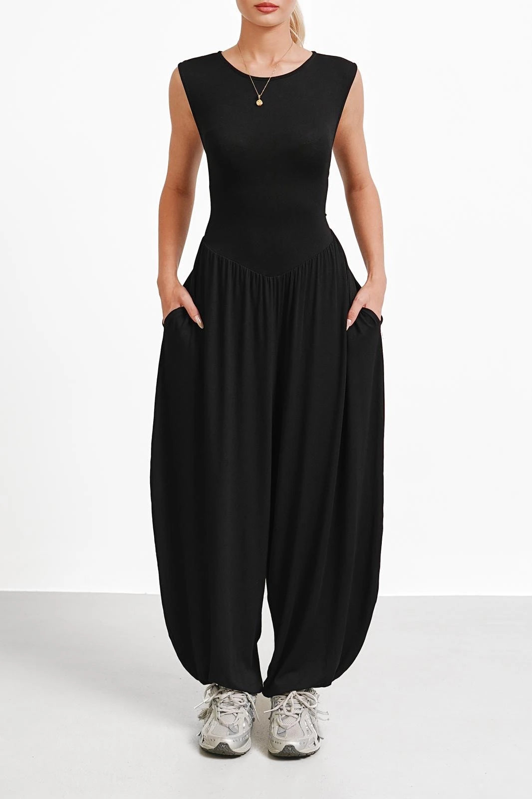 The Vale Jumpsuit — Sleeveless Wide-Leg Jumpsuit with Pockets