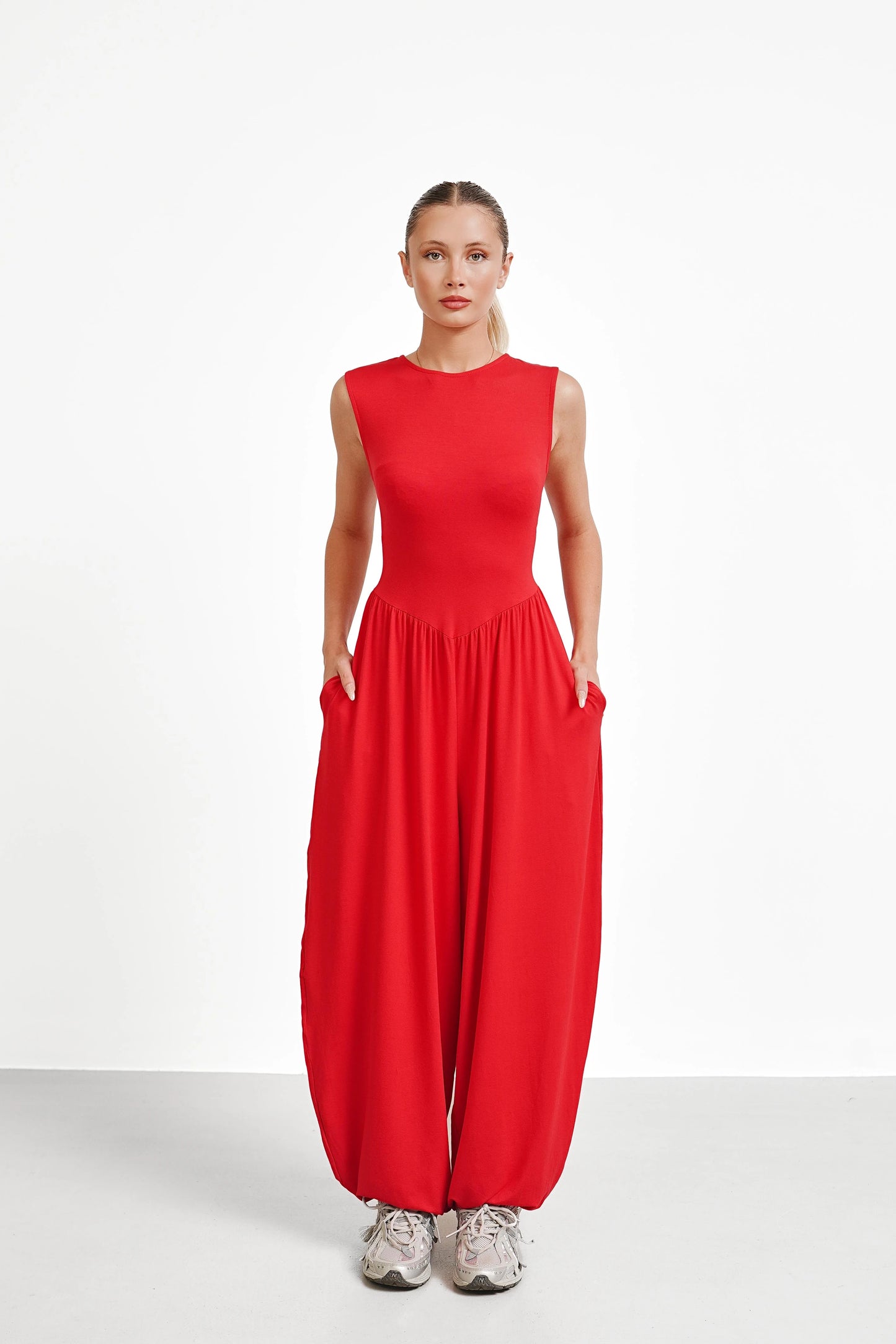 The Vale Jumpsuit — Sleeveless Wide-Leg Jumpsuit with Pockets