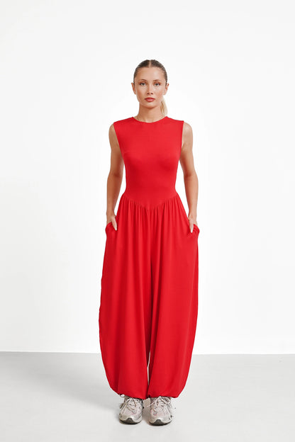 The Vale Jumpsuit — Sleeveless Wide-Leg Jumpsuit with Pockets