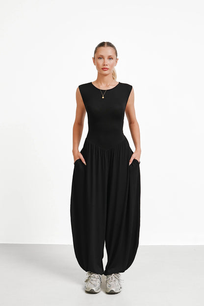 The Vale Jumpsuit — Sleeveless Wide-Leg Jumpsuit with Pockets