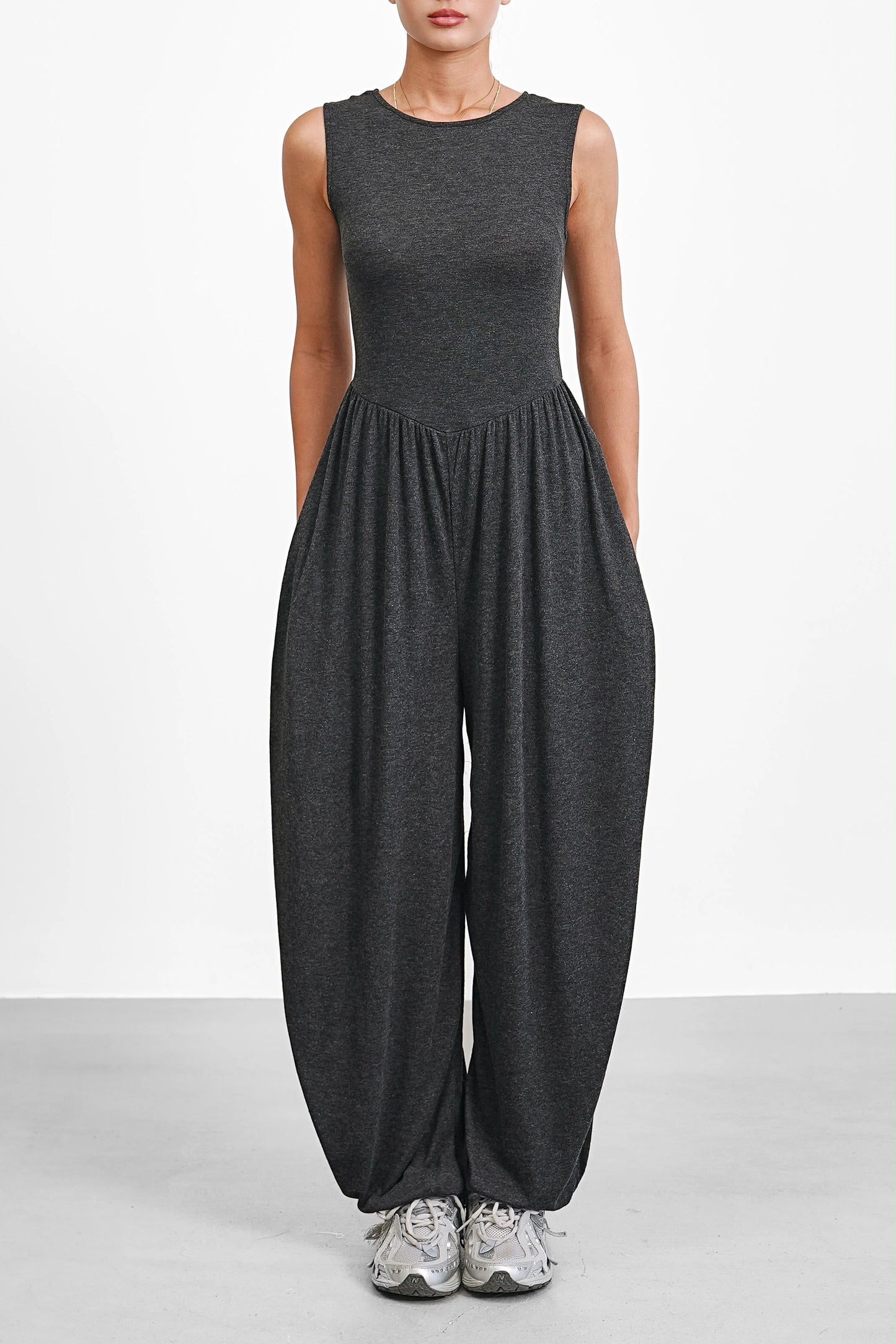 The Vale Jumpsuit — Sleeveless Wide-Leg Jumpsuit with Pockets