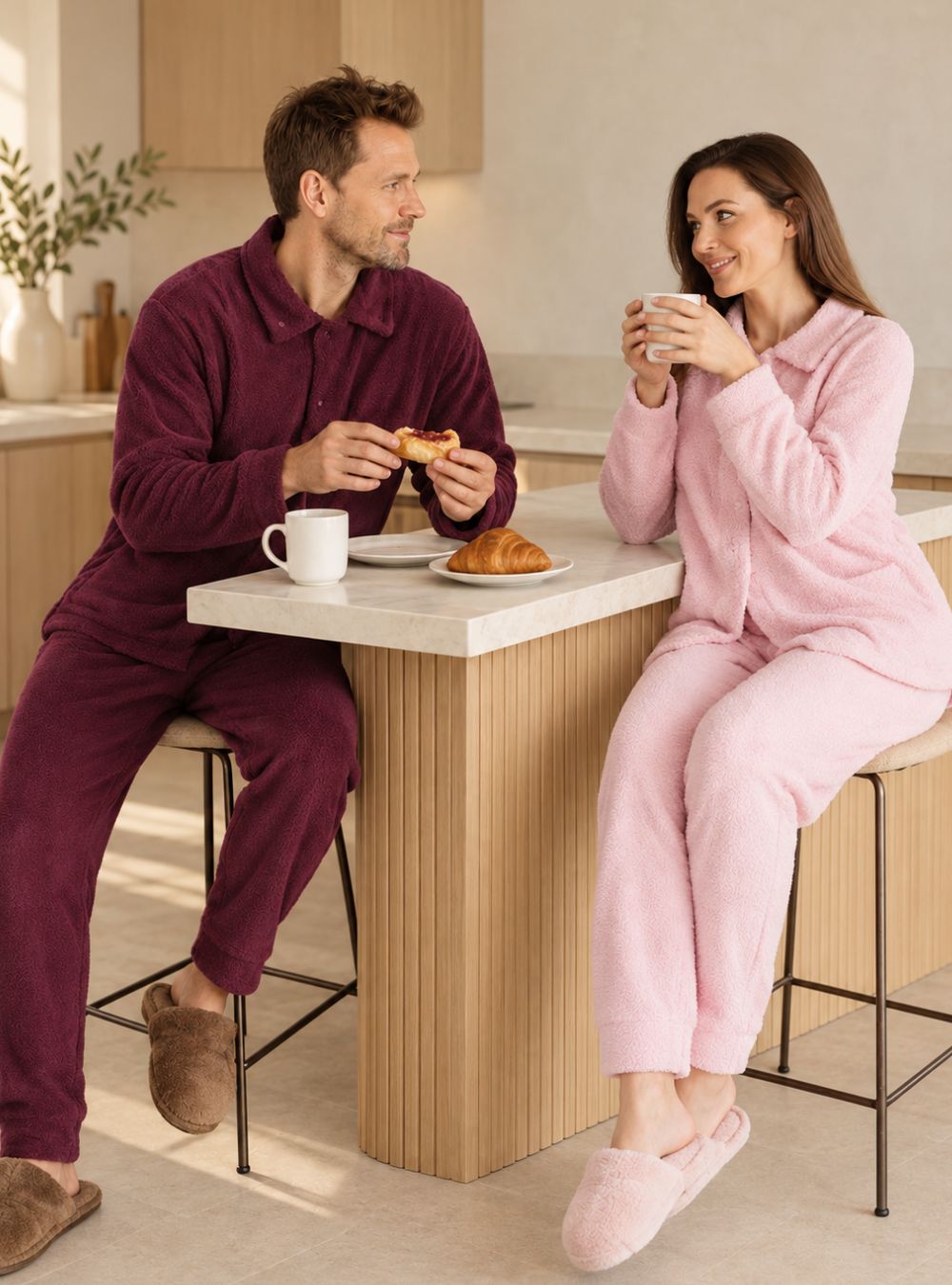 Plush Fleece Snap-Front Pajama Set