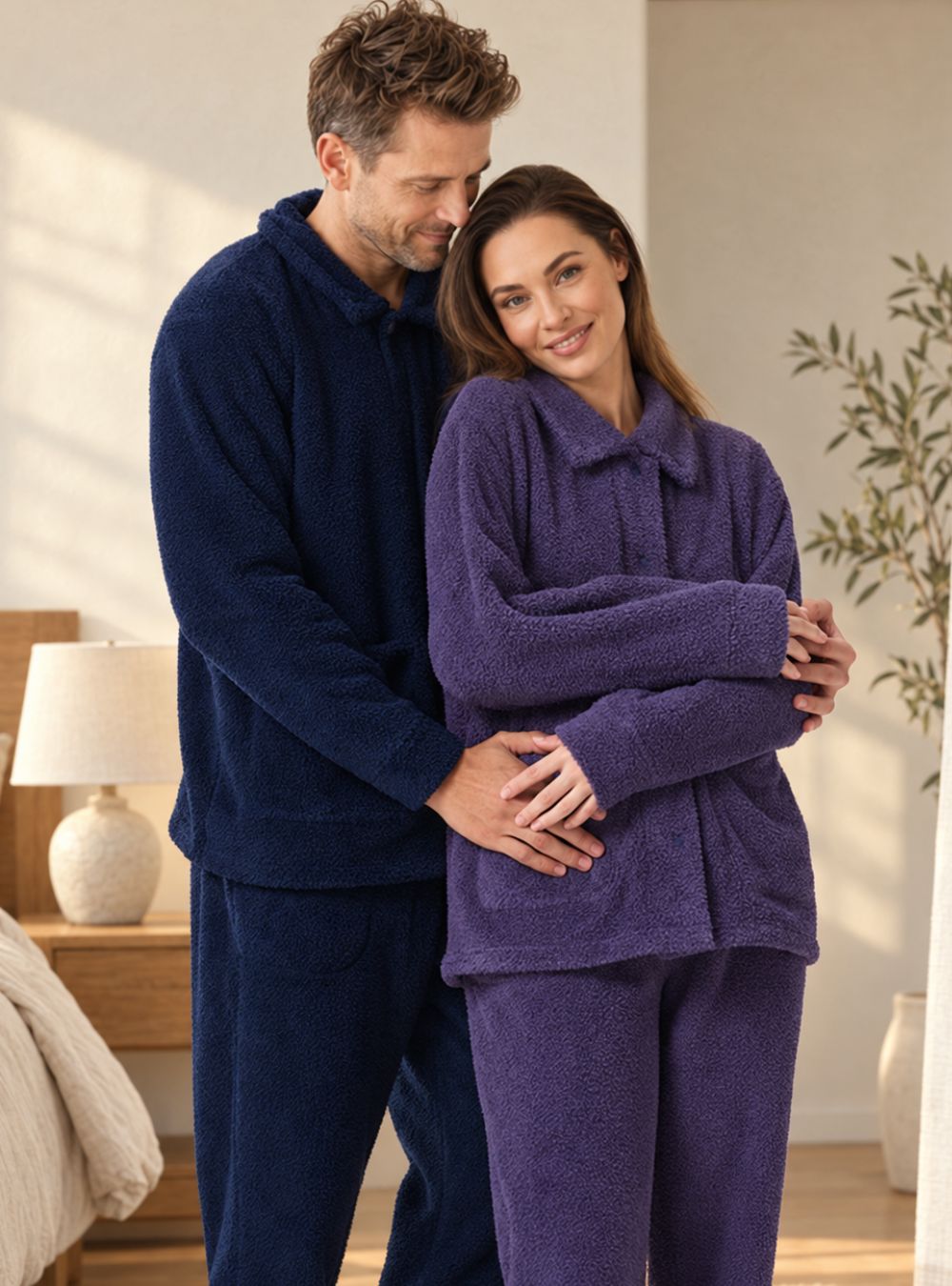 Plush Fleece Snap-Front Pajama Set